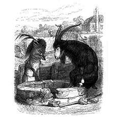 La Fontaine - illustration Grandville - le Renard et le Bouc